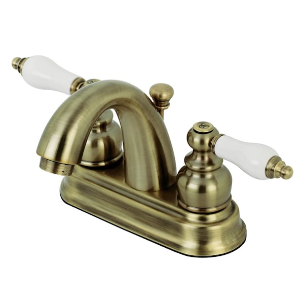 KB5613PL Restoration 4" Centerset Bathroom Faucet, Antique Brass